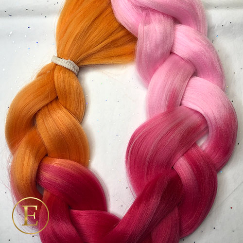 Baby Pink Rainbow 3-7 Syntetisk hår til fletninger 165 gram